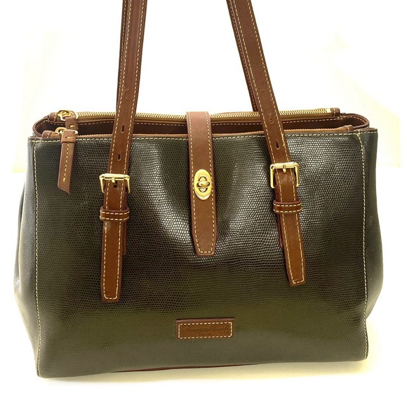 Dooney & Bourke Brown Claremont Miller Saffiano Leather Satchel Tote Handbag - Picture 4 of 16
